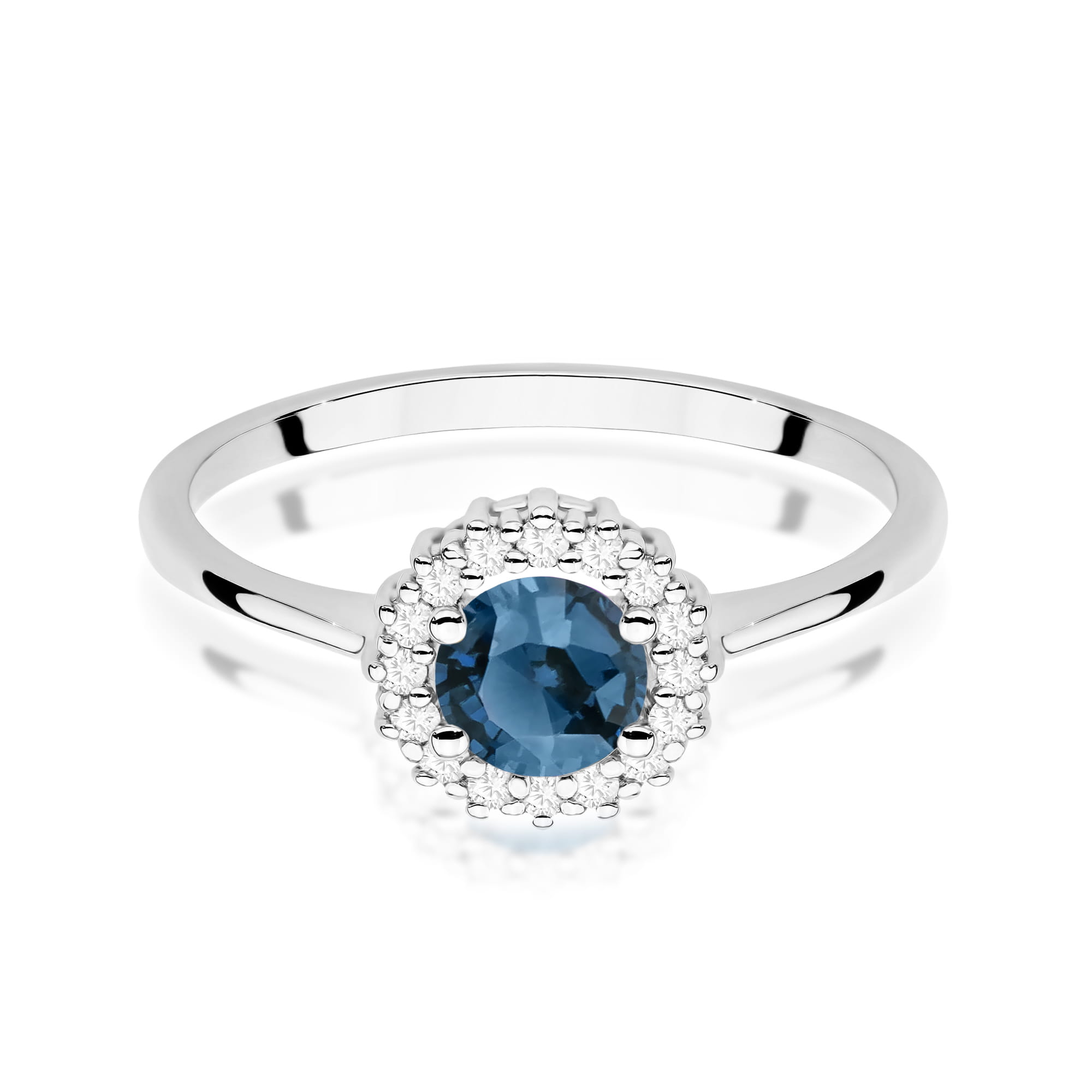 Pierścionek zaręczynowy z brylantami i topazem London Blue 0.14ct 2