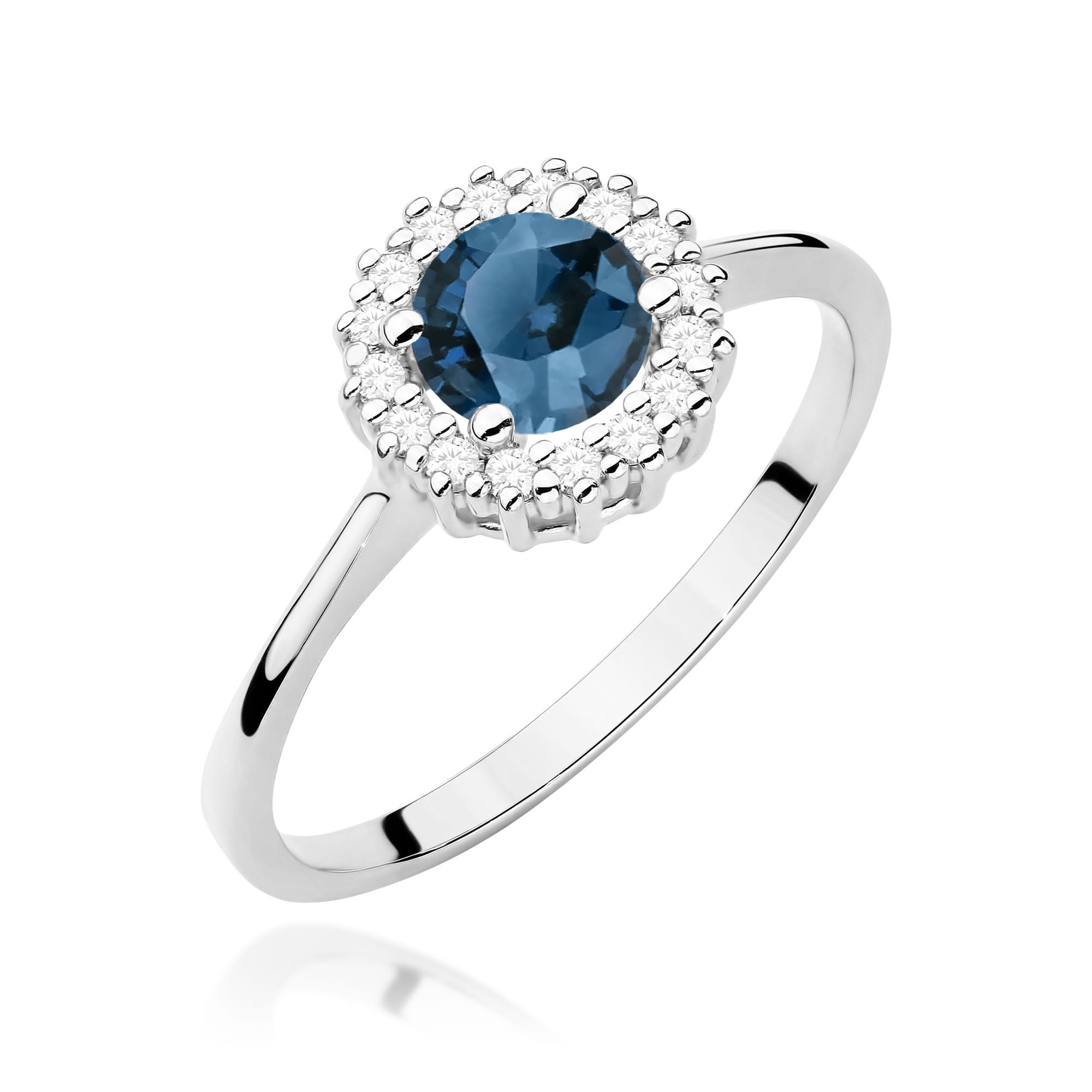 Pierścionek zaręczynowy z brylantami i topazem London Blue 0.14ct 4