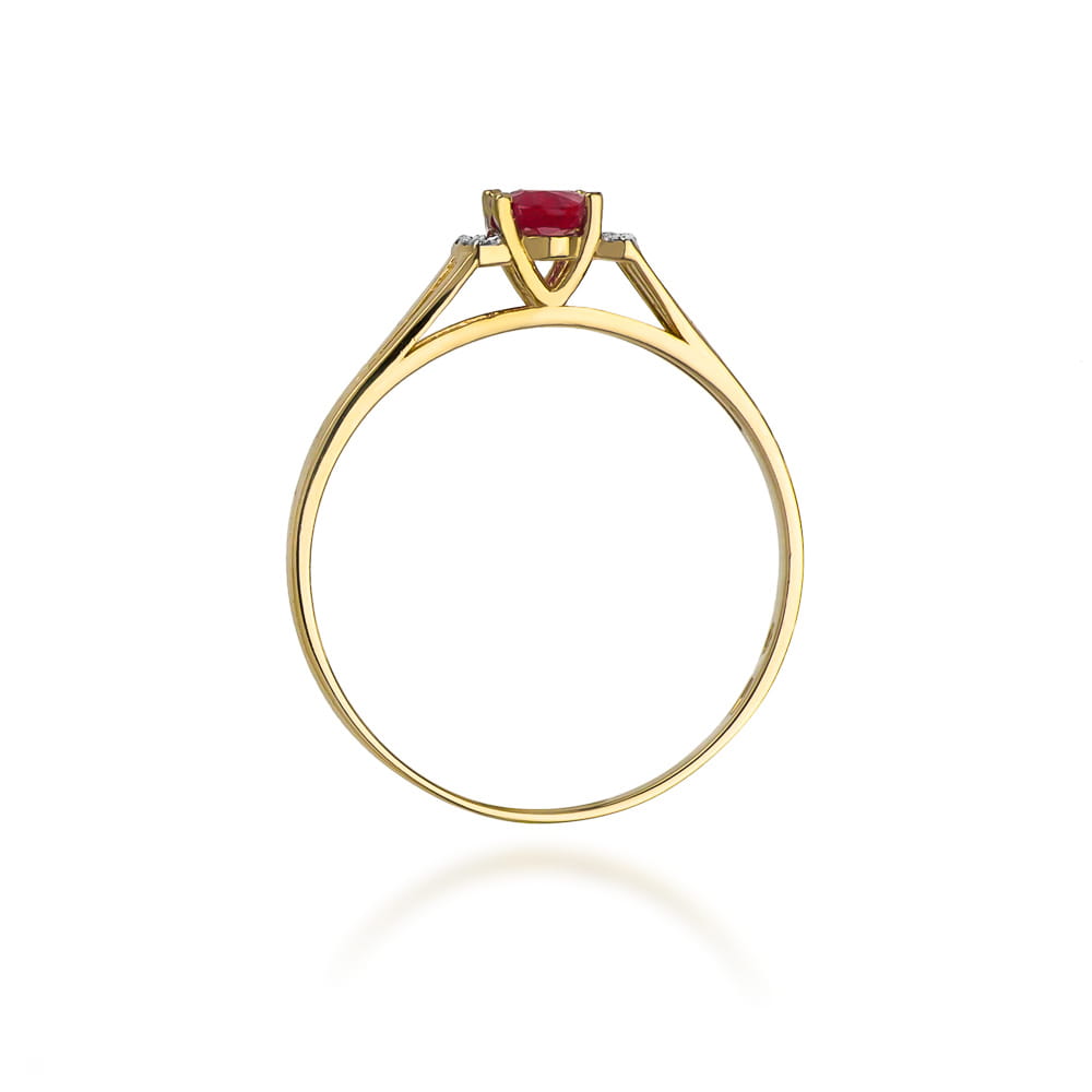 Pierścionek zaręczynowy z żółtego złota z brylantami i granatem 0.05 ct 4