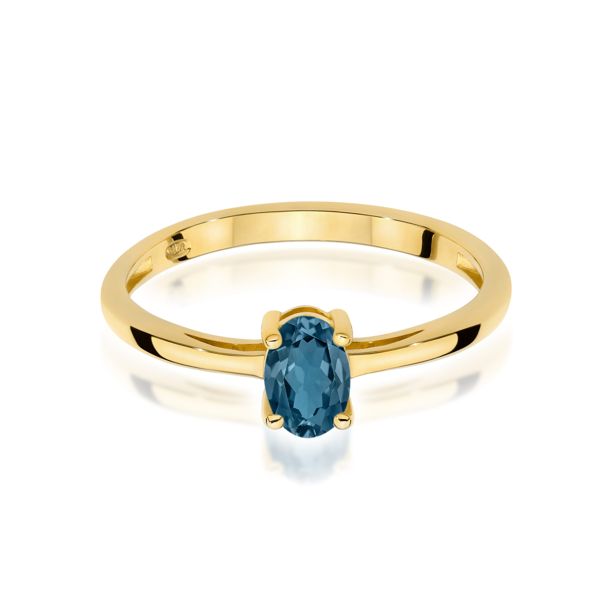 Pierścionek zaręczynowy z żółtego złota z topazem London Blue 0.50ct 3