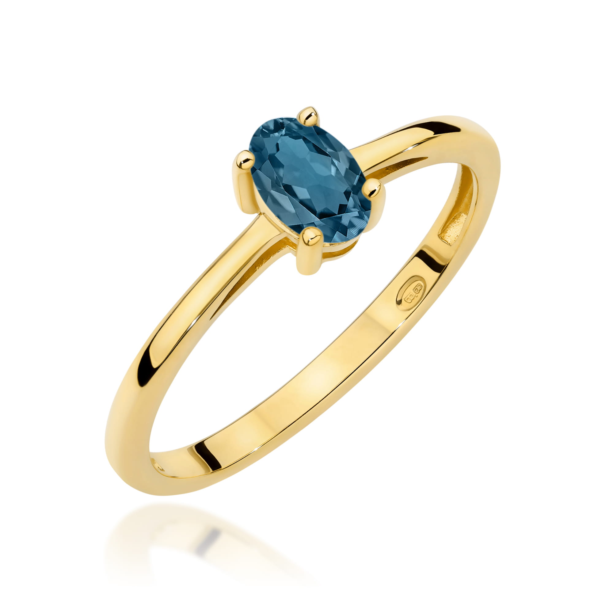 Pierścionek zaręczynowy z żółtego złota z topazem London Blue 0.50ct 4
