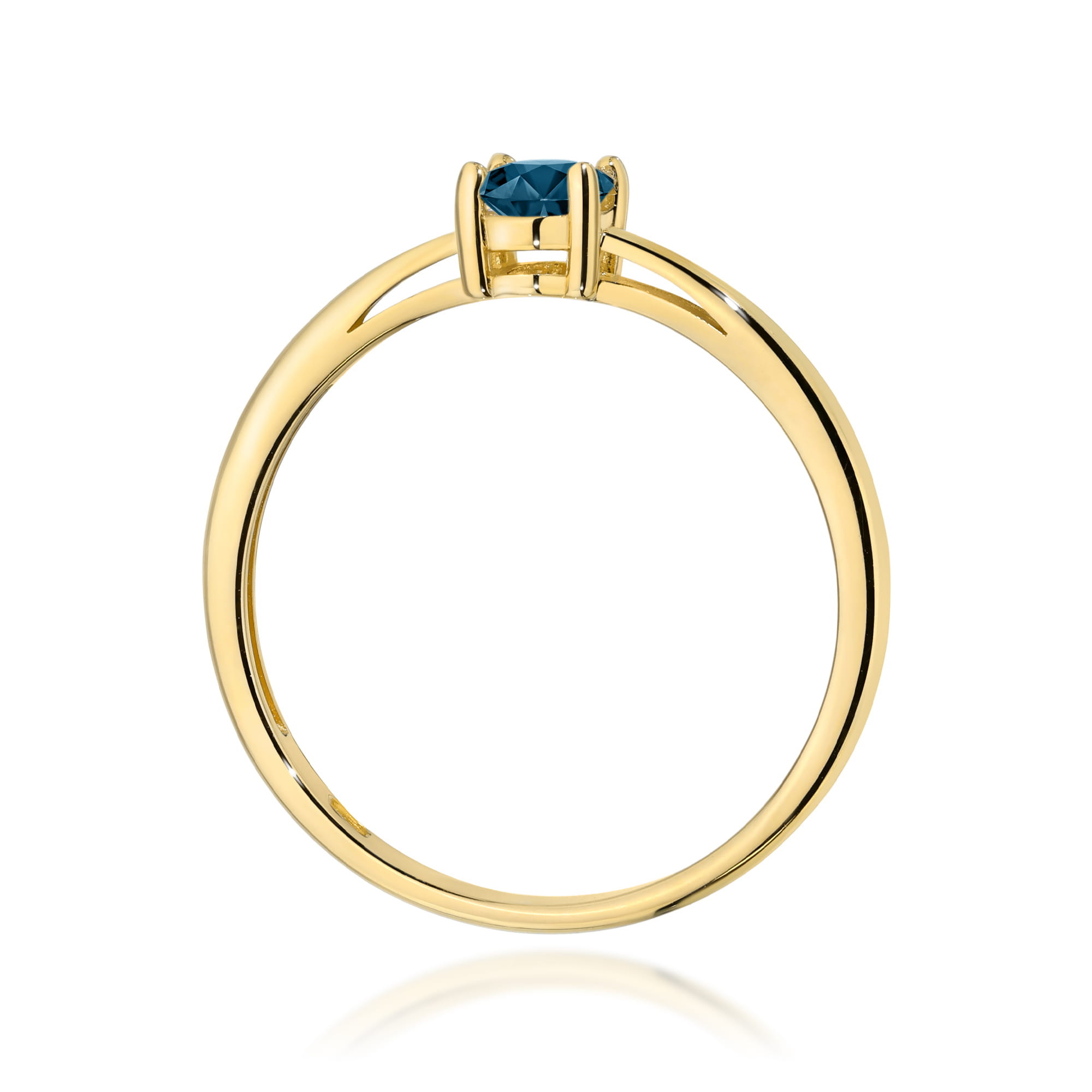 Pierścionek zaręczynowy z żółtego złota z topazem London Blue 0.50ct 1