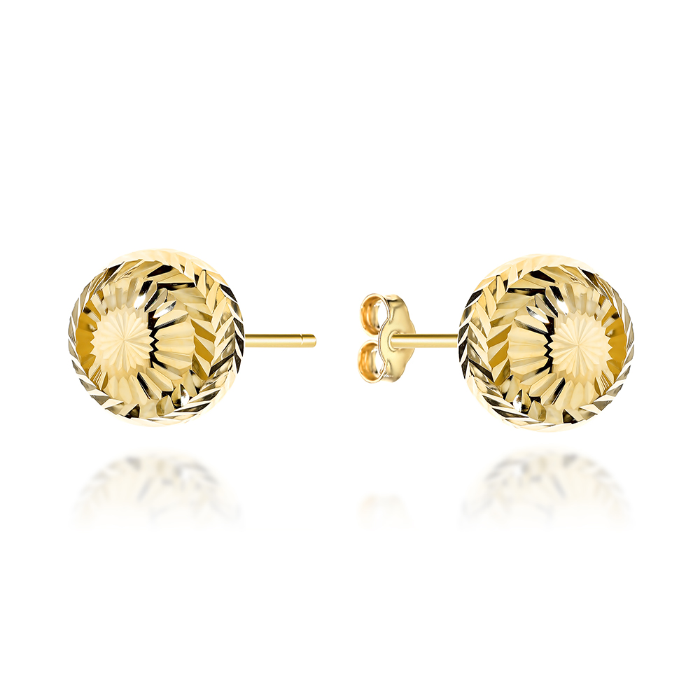 Kolczyki złote diamentowane kulki party 10mm FUG7-K01738-585 1