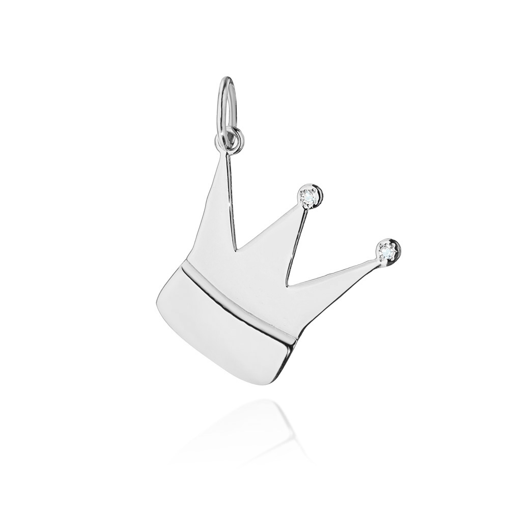 Zawieszka z białego złota korona z brylantami FZ502-B585-B0.01 2