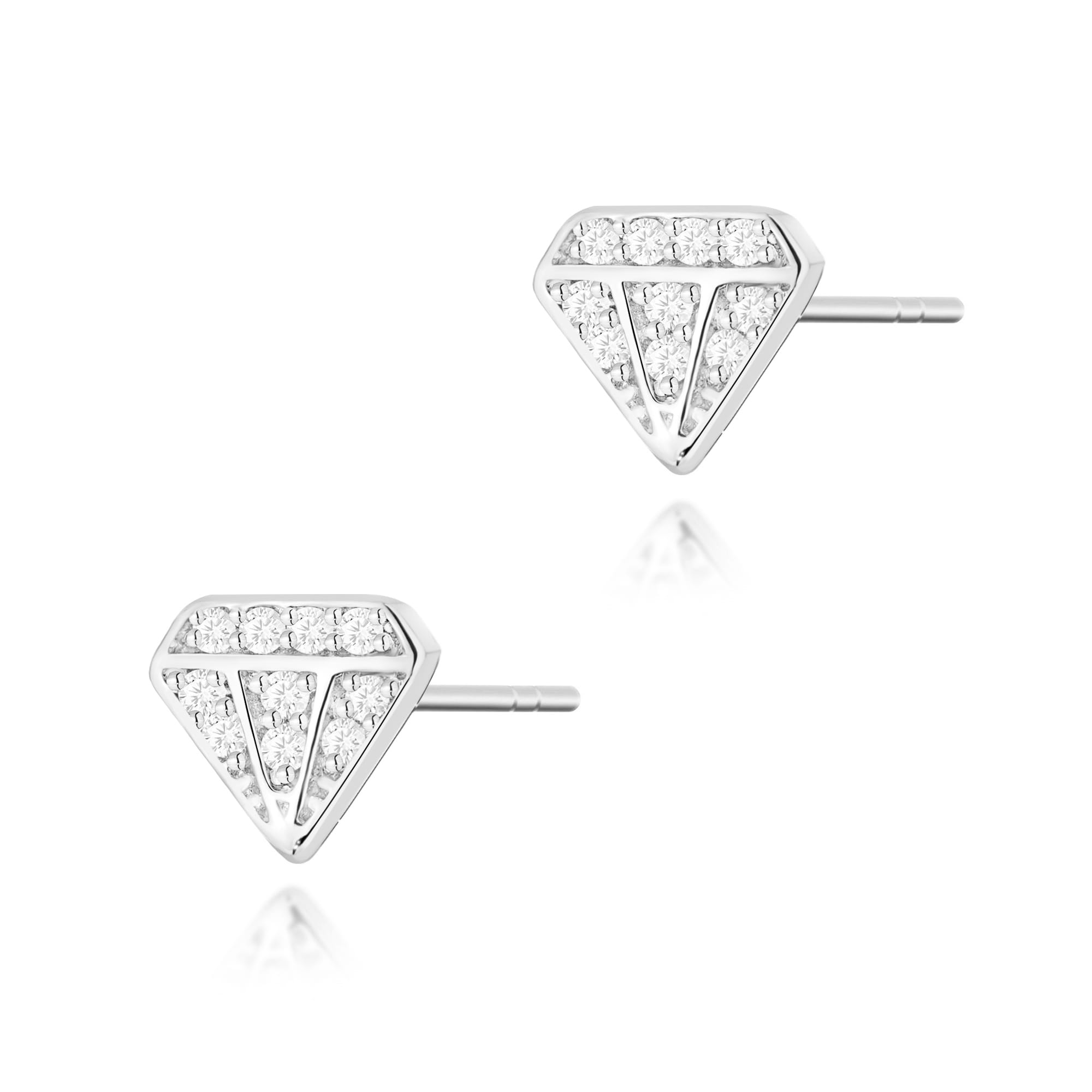 Kolczyki z białego złota w kształcie diamentów z brylantami FKO504-B585-B0.10 1