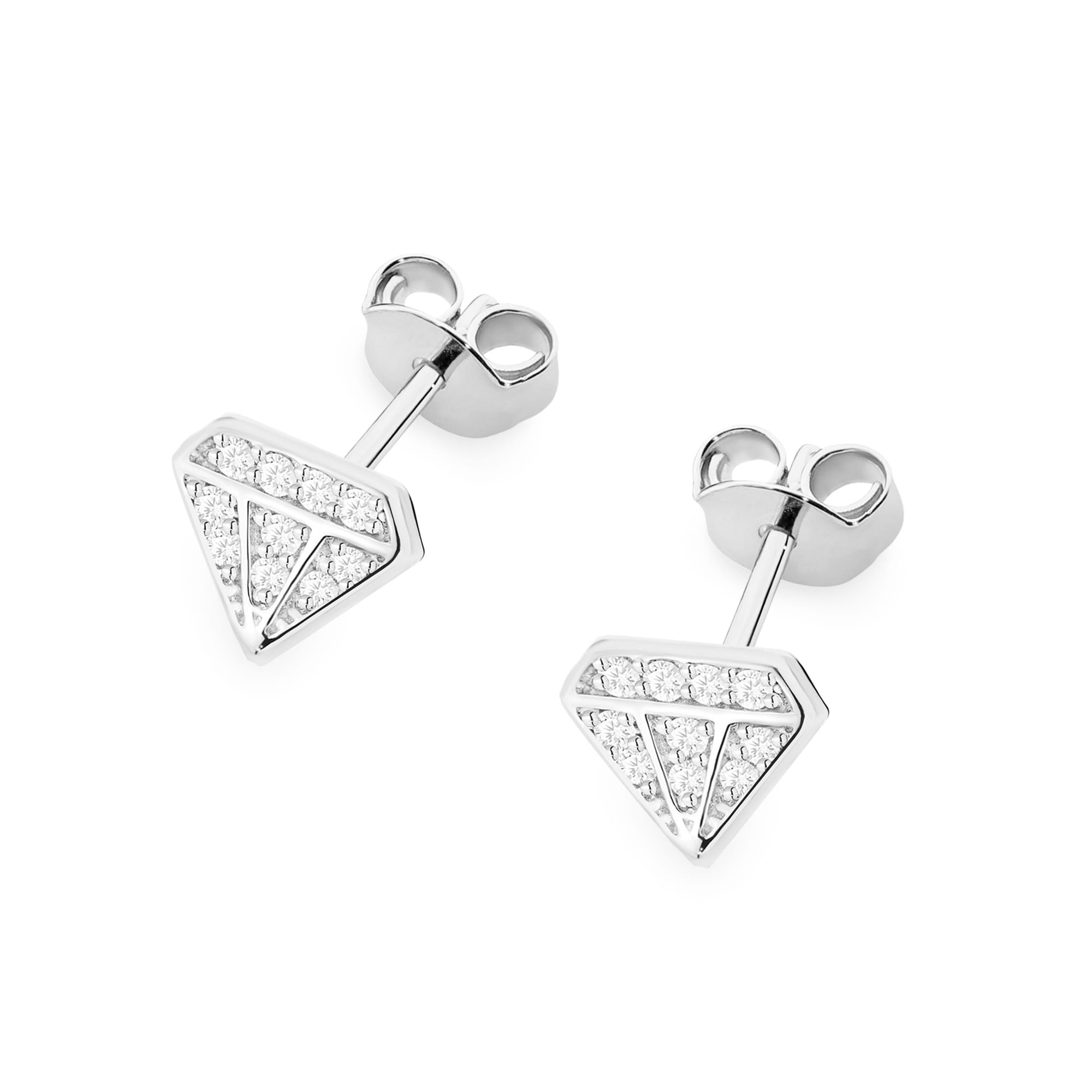 Kolczyki z białego złota w kształcie diamentów z brylantami FKO504-B585-B0.10 2