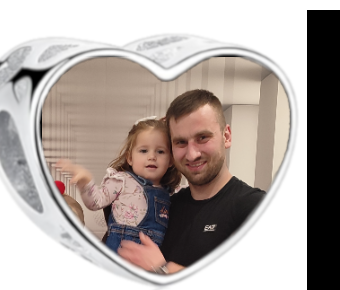 Charms • Zawieszka ze zdjęciem • Serce ażur • Różowe cyrkonie 2