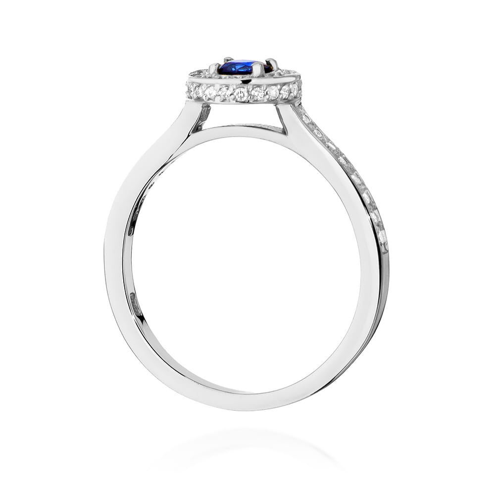Pierścionek zaręczynowy z białego złota z brylantami i szafirem 0.34 ct 4
