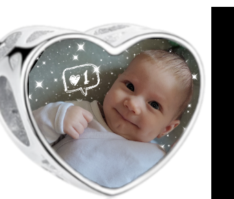 Charms • Zawieszka ze zdjęciem i grawerem • Serce ażurowe 2