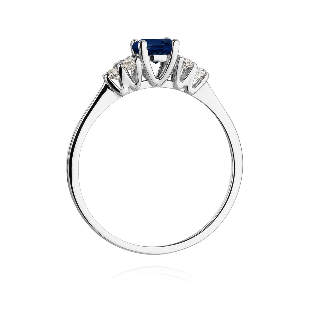 Pierścionek zaręczynowy z białego złota z brylantami i szafirem 0.18 ct 4