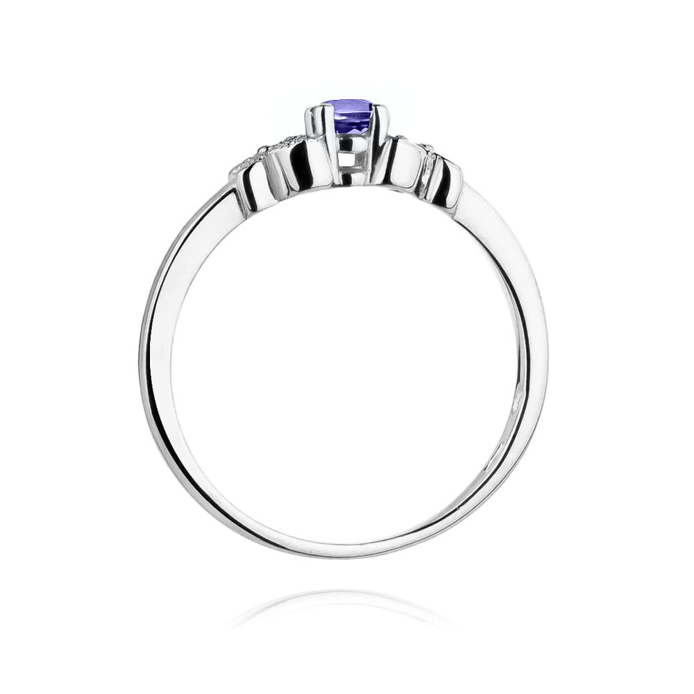 Pierścionek zaręczynowy z białego złota z brylantami i tanzanitem 0.02 ct 1