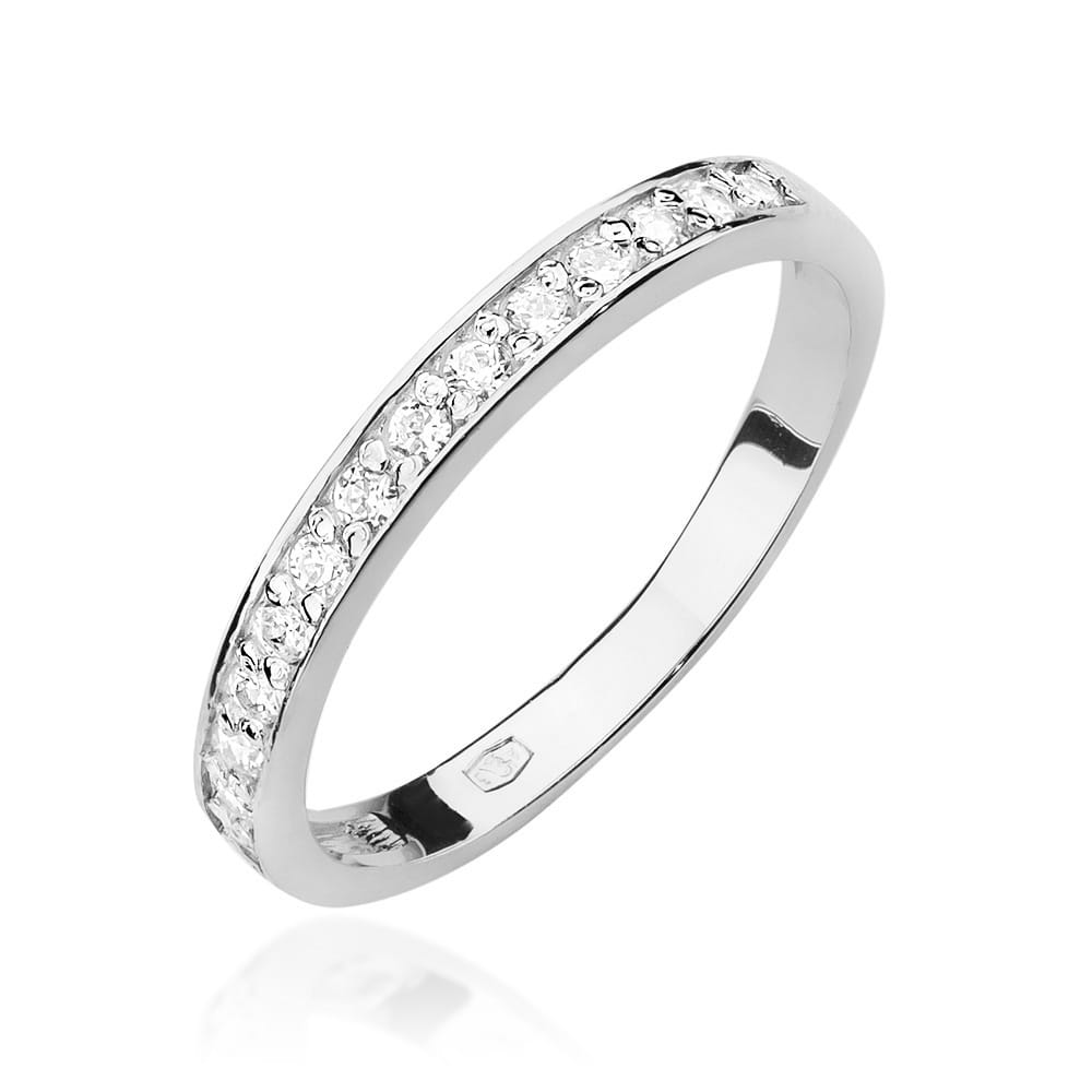 Pierścionek obrączka z białego złota z brylantami 0.20ct 2