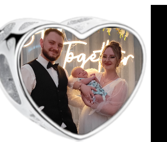 Charms • Zawieszka ze zdjęciem i grawerem • Serce ażurowe 2
