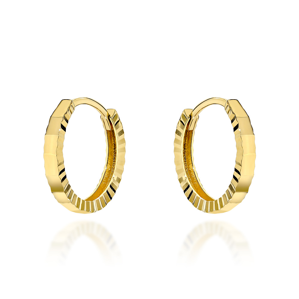 Kolczyki złote małe kółka z diamentowaniem FUG7-K01836-585 1