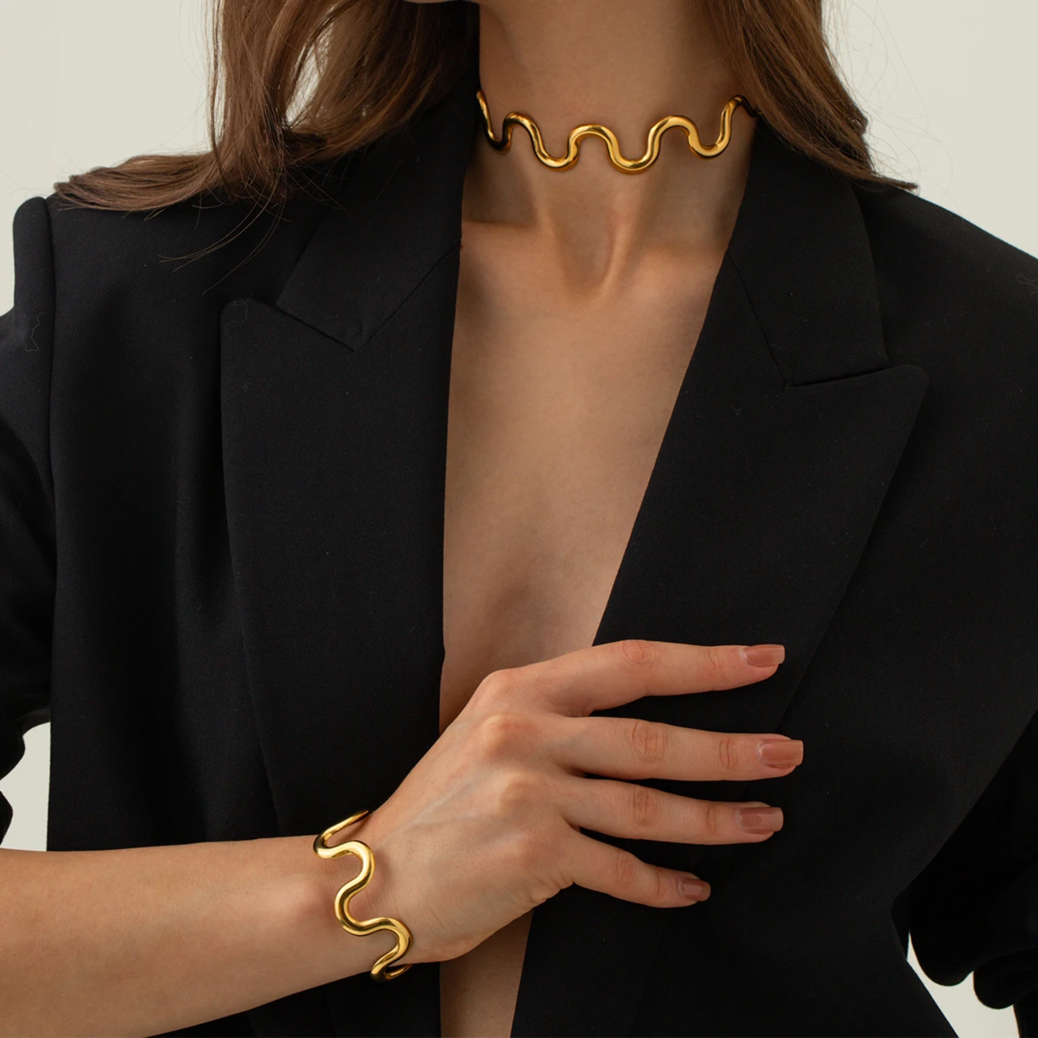 Naszyjnik choker stal szlachetna złoty FUGJDNW2310003 3