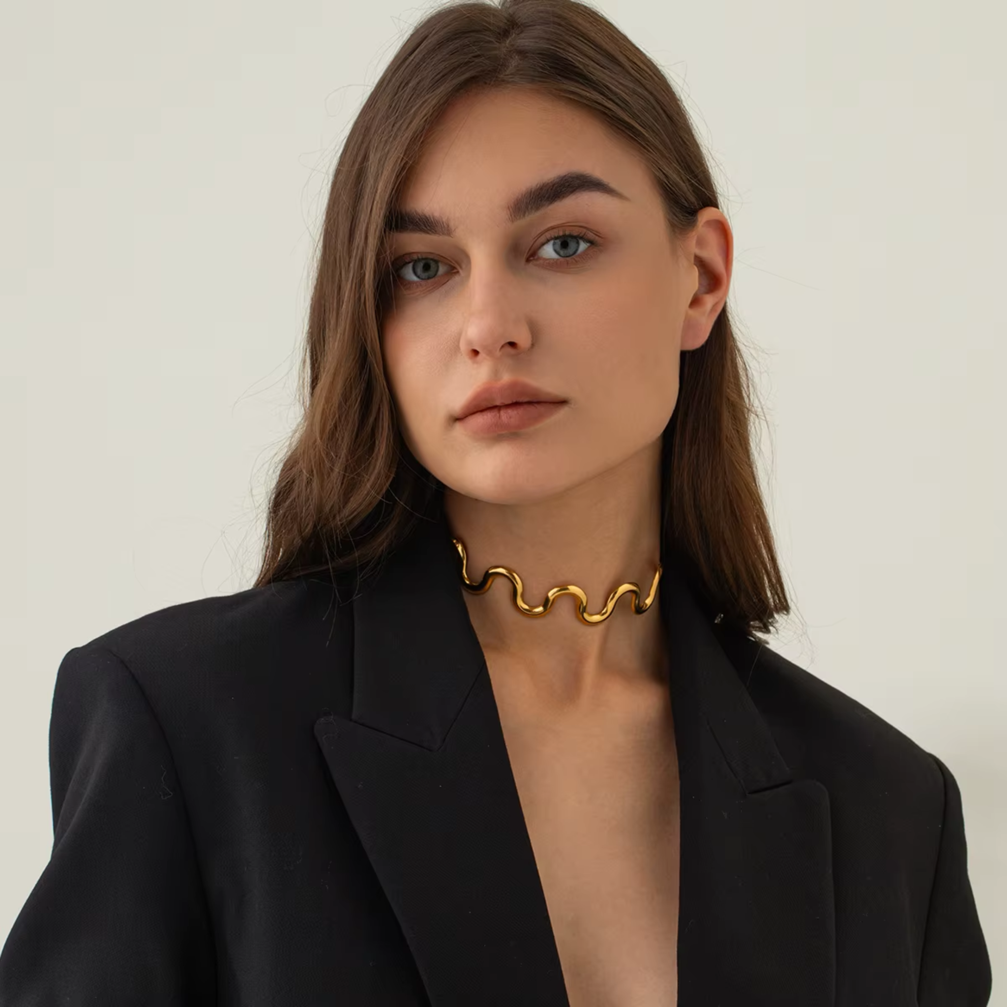 Naszyjnik choker stal szlachetna złoty FUGJDNW2310003 5
