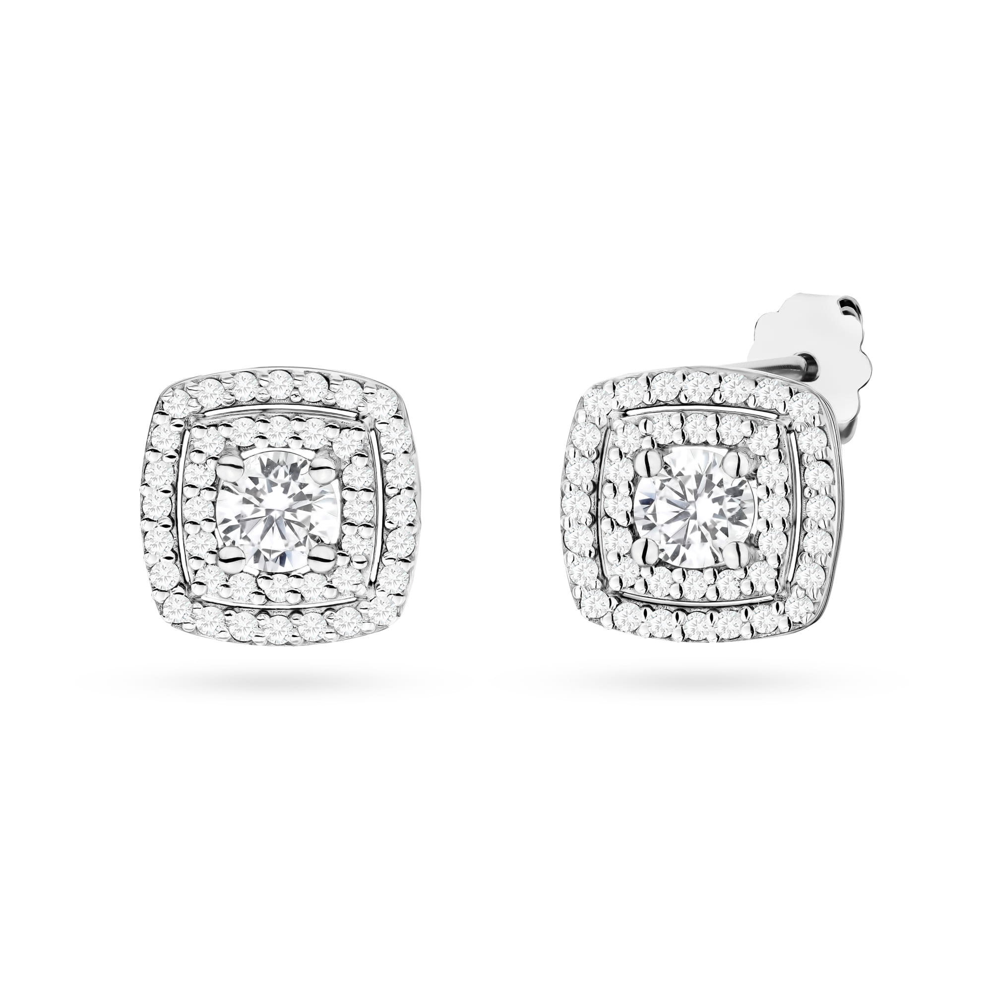 Kolczyki z białego złota z diamentami laboratoryjnymi FKO506-B585-LD1.00 1