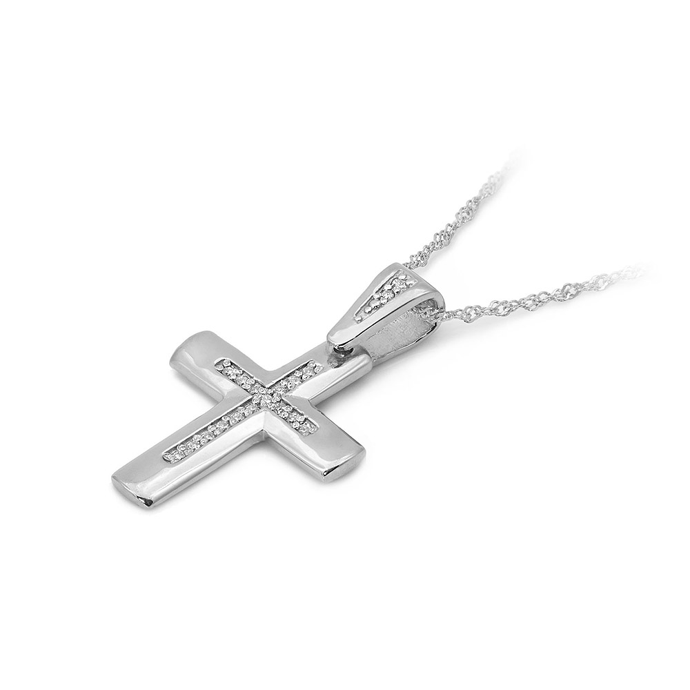 Krzyżyk z białego złota z brylantami FK02-B585-B0.09 1