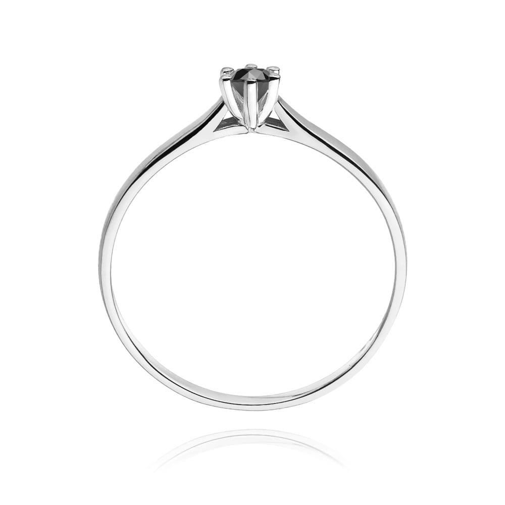 Pierścionek zaręczynowy z białego złota z czarnym brylantem 0.12ct 4