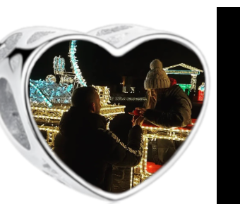 Charms • Zawieszka ze zdjęciem • Serce ażur • Różowe cyrkonie 2