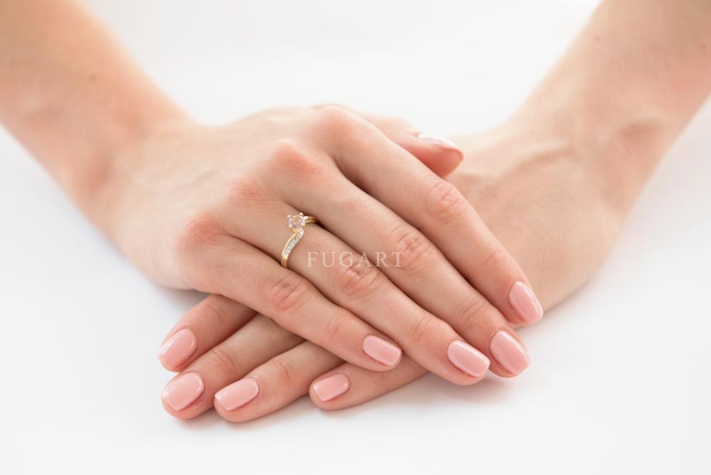 Pierścionek zaręczynowy z brylantami i ametystem 0.05ct 2