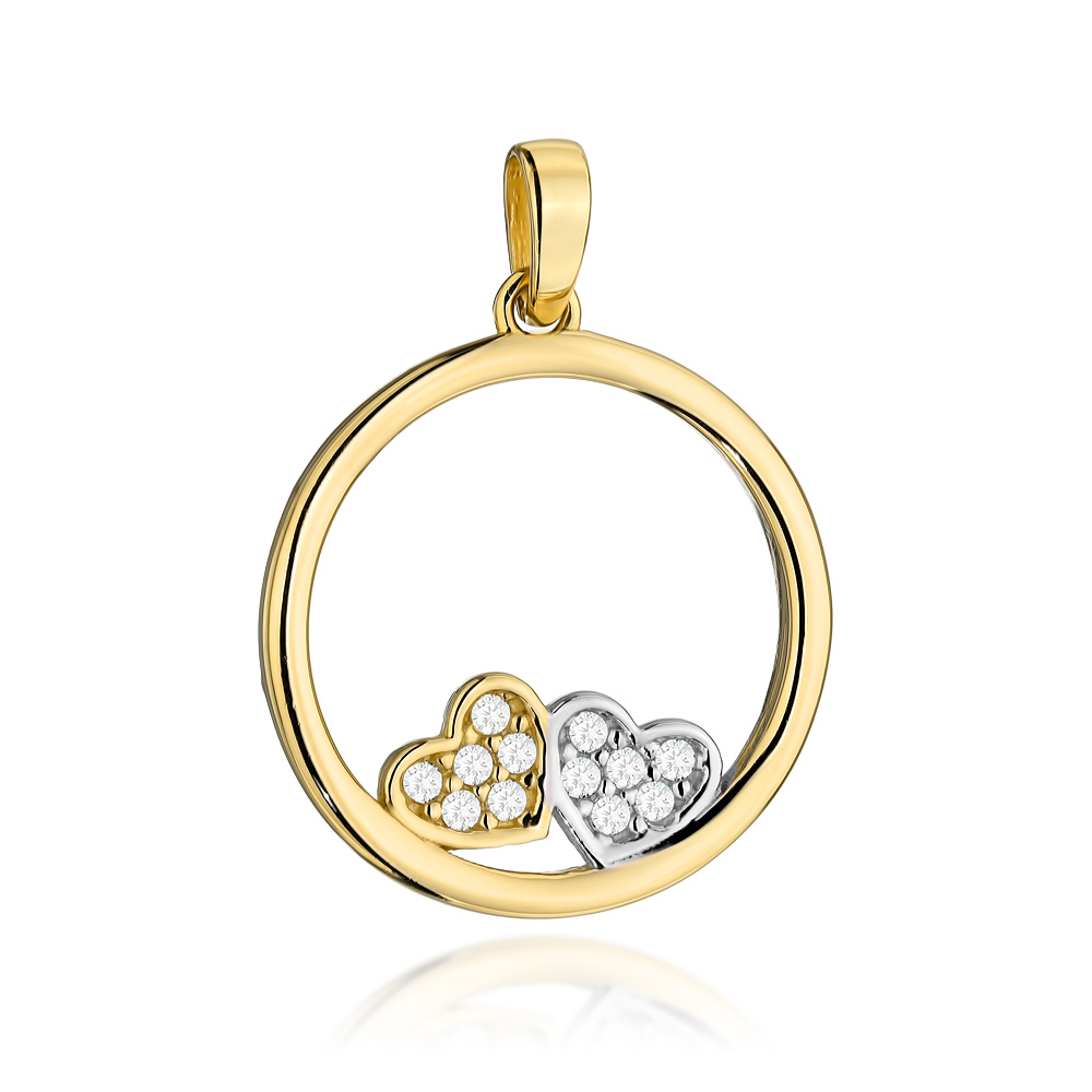Zawieszka złota ring z sercami i cyrkoniami FUG6-21-Z00461-2 1