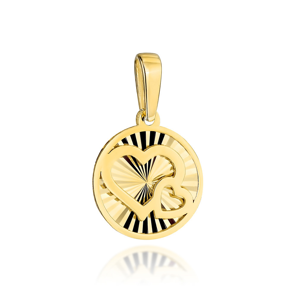 Zawieszka złota diamentowane kółko i splecione serca FUG6-Z00706-585 1