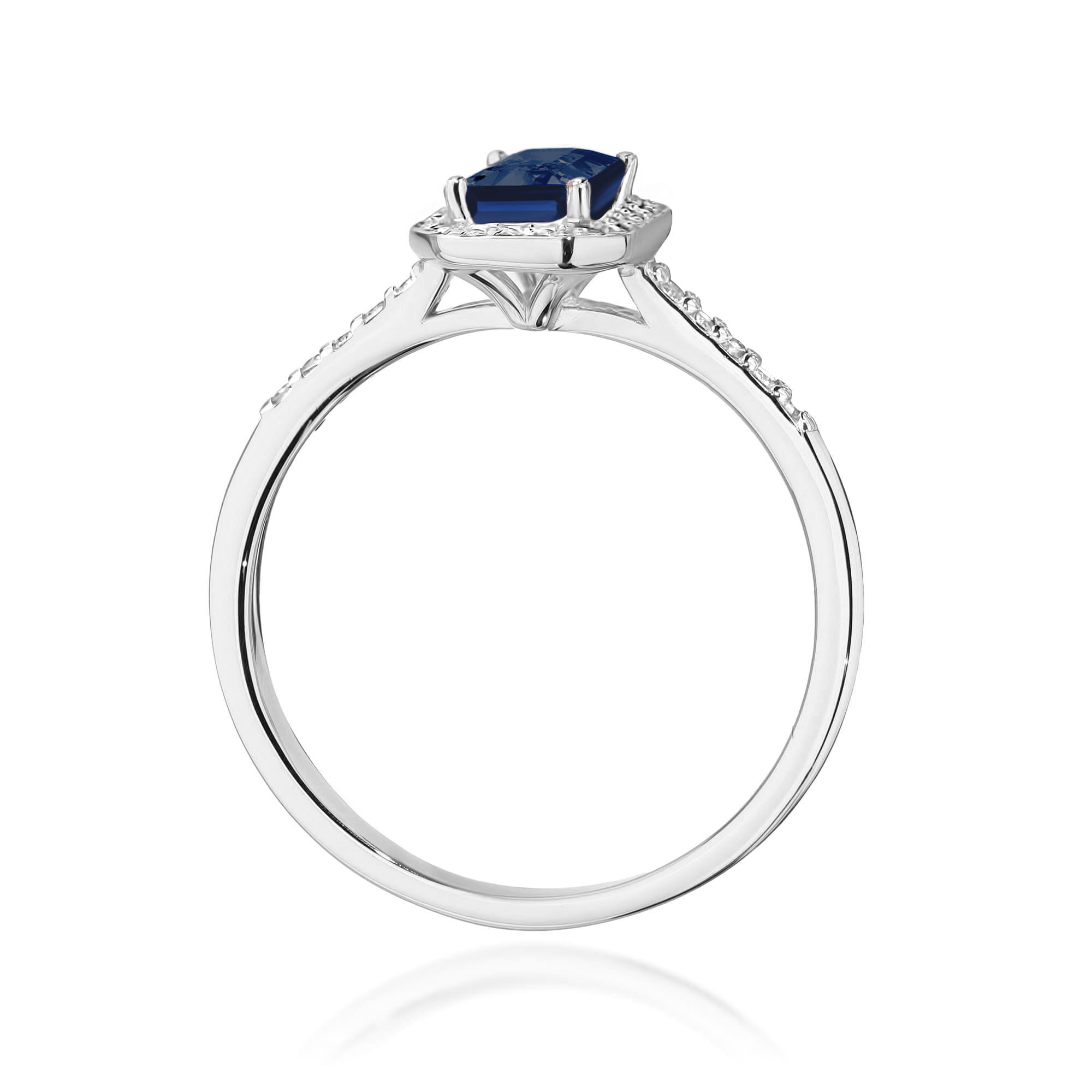 Pierścionek zaręczynowy z brylantami i szafirem 0.19ct 4