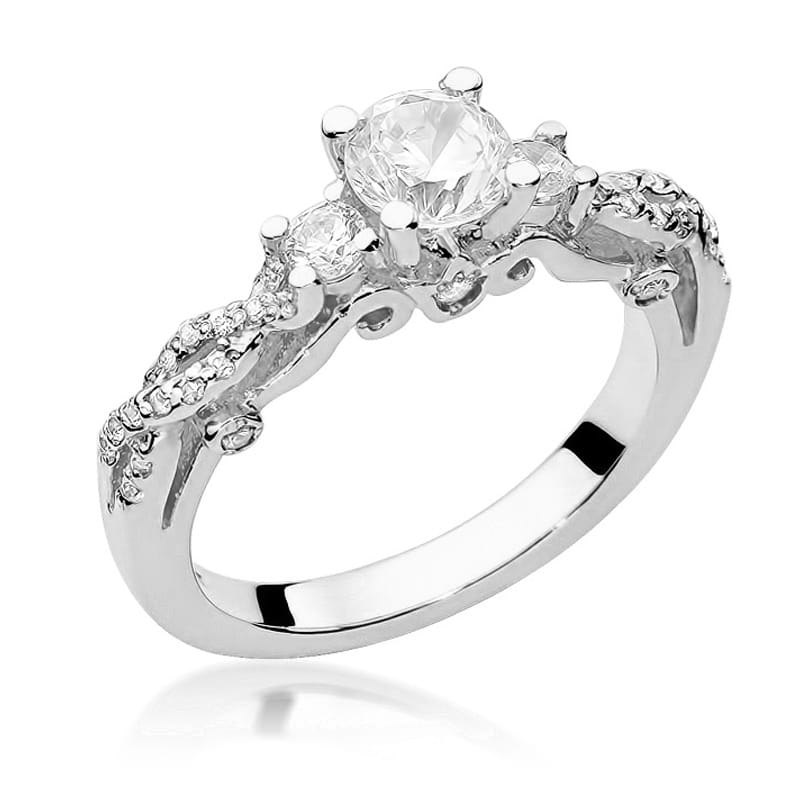 Pierścionek zaręczynowy z białego zota z brylantami i białym szafirem 0.34ct 4