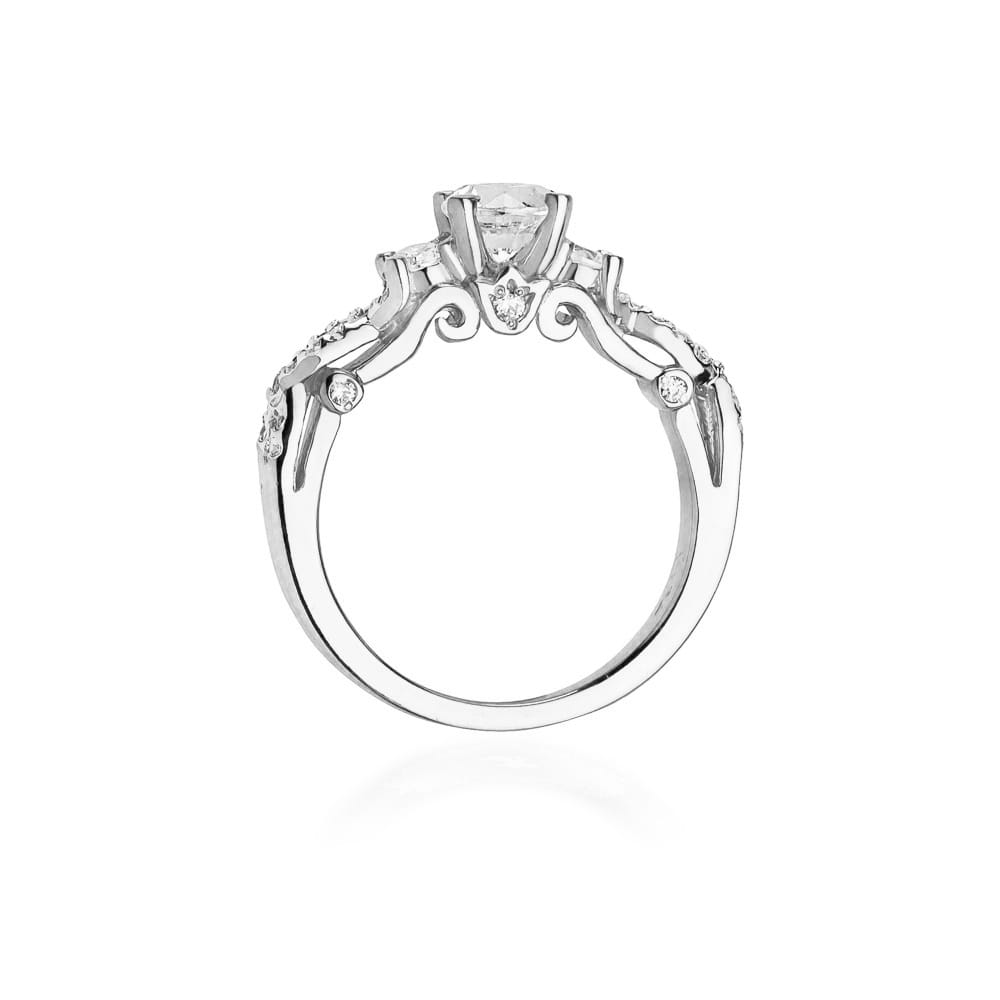 Pierścionek zaręczynowy z białego zota z brylantami i białym szafirem 0.34ct 2