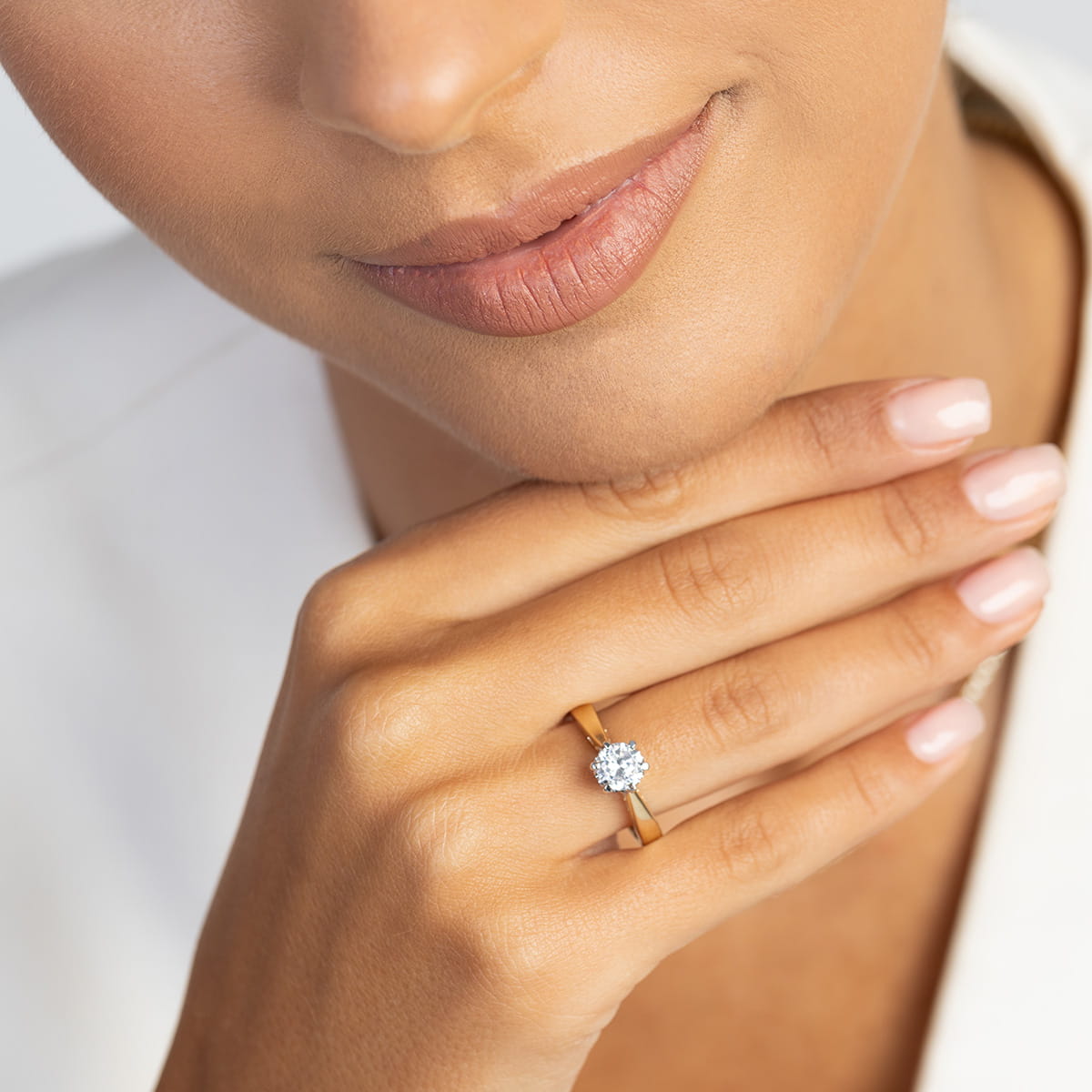 Pierścionek zaręczynowy z żółtego złota z diamentem laboratoryjnym 1.00ct 5