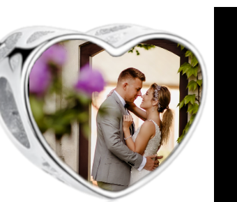 Charms • Zawieszka ze zdjęciem • Serce ażur • Różowe cyrkonie 2