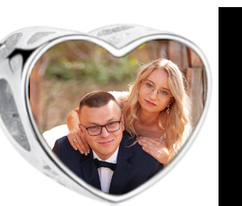 Charms • Zawieszka ze zdjęciem • Serce ażur • Różowe cyrkonie 1