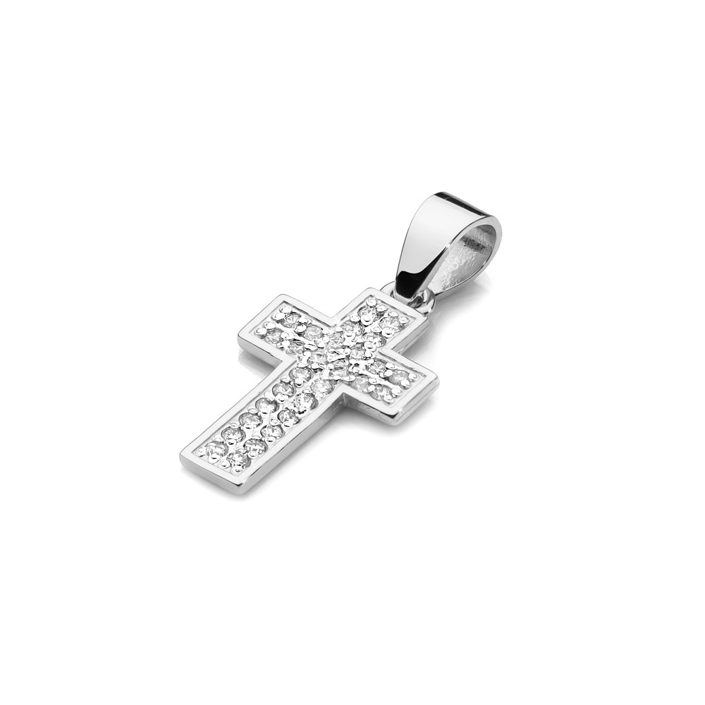 Krzyżyk z białego złota z brylantami FK07-B585-B0.24 1