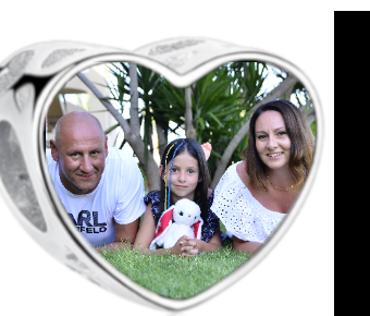 Charms • Zawieszka ze zdjęciem • Serce ażur • Różowe cyrkonie 2