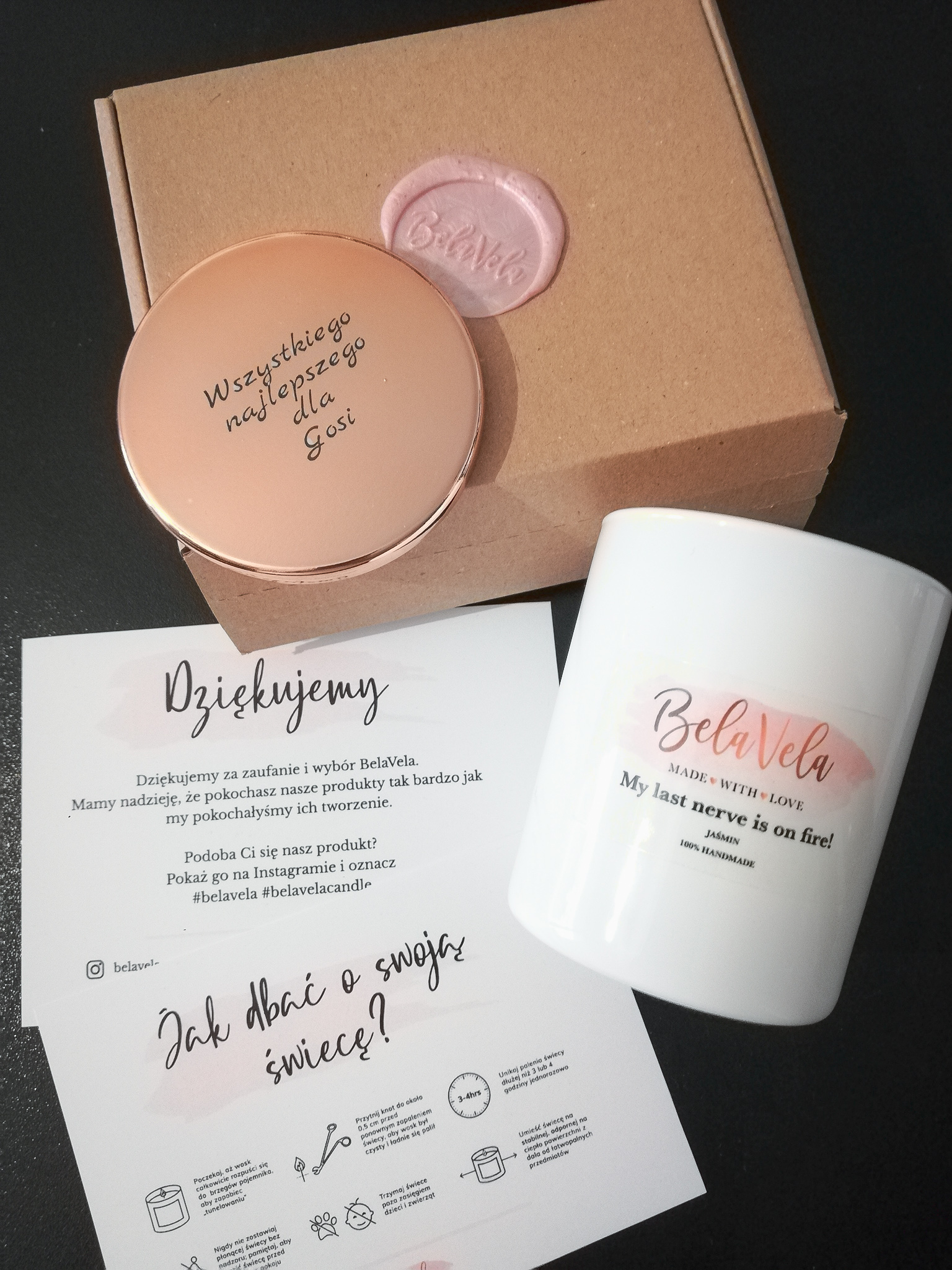 Naturalna świeca sojowa różowa POMARAŃCZA - GRAWER gratis 2
