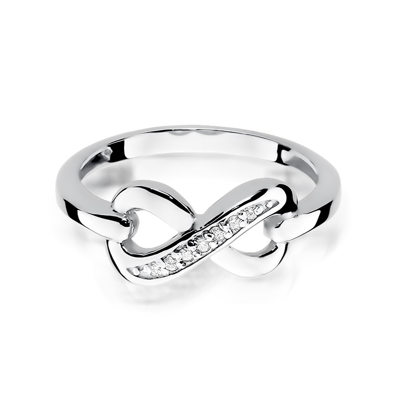 Pierścionek zaręczynowy z białego złotaz brylantami 0.04 ct 2