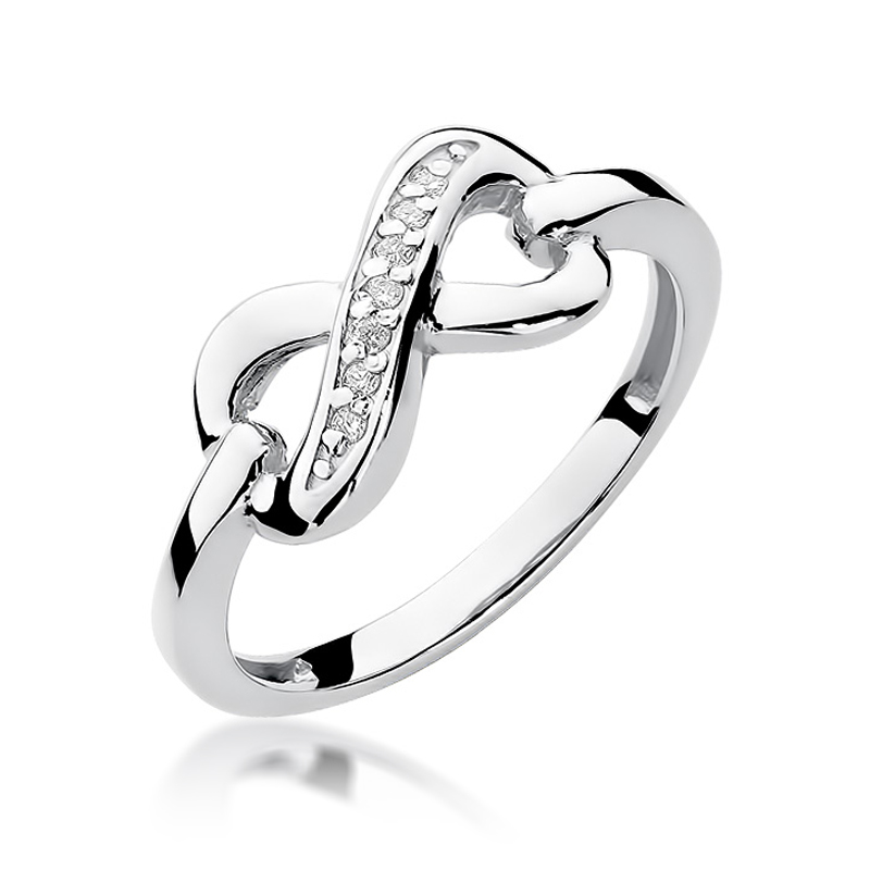 Pierścionek zaręczynowy z białego złotaz brylantami 0.04 ct 3