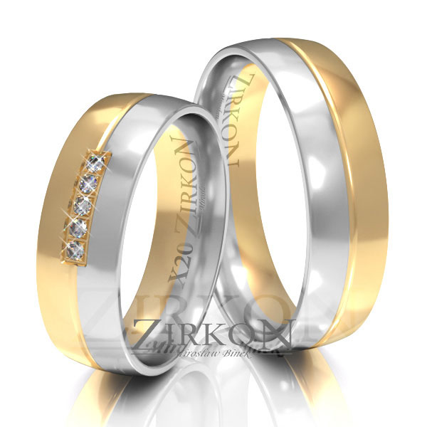 Obrączki ślubne złoto dwukolorowe 6mm próba 585 • X020 1