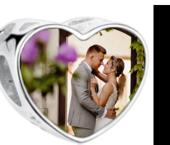 Charms • Zawieszka ze zdjęciem • Serce ażur • Różowe cyrkonie 2