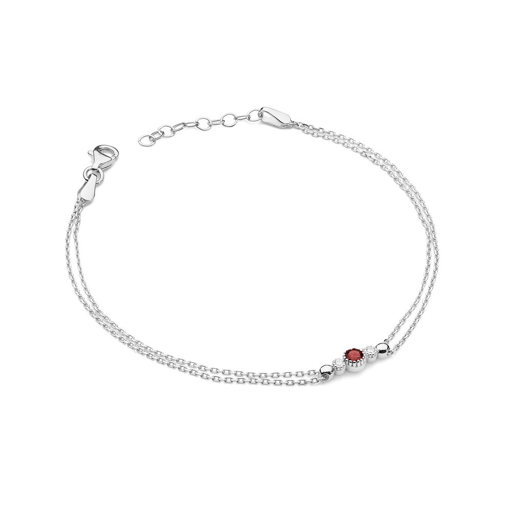 Bransoletka z białego złota z diamentami i rubinem FB-005-B585-R0.15/B0.03 2