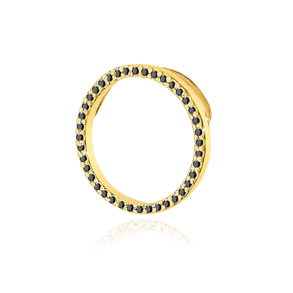 Zawieszka z żółtego złota z czarnymi brylantami FZ442-585-CB0.20 1