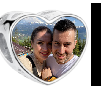 Charms • Zawieszka ze zdjęciem • Serce ażur • Różowe cyrkonie 2