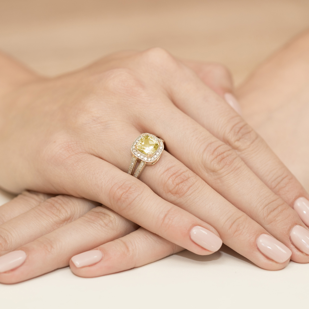 Pierścionek zaręczynowy z brylantami i cytrynem 0.41 ct 2