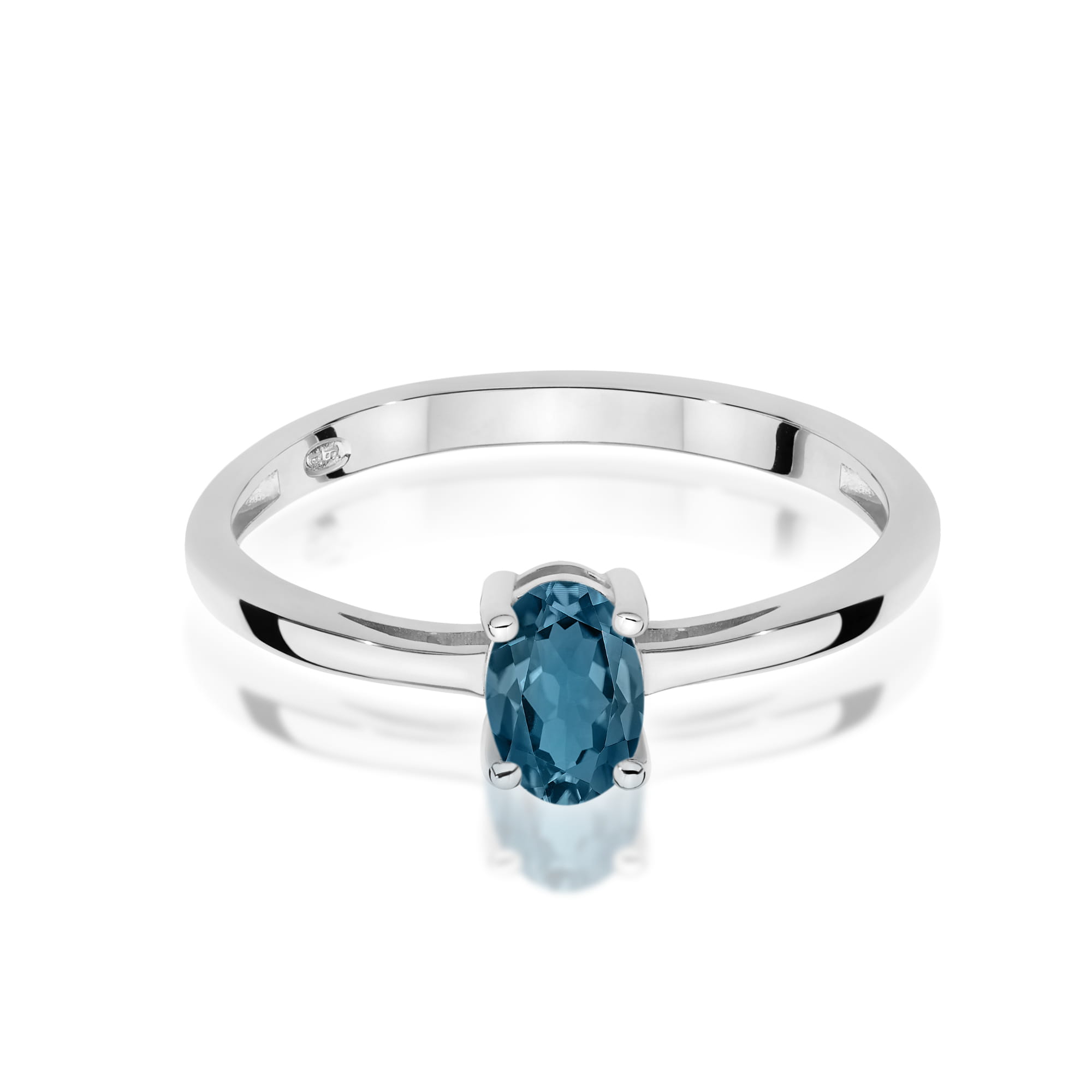 Pierścionek zaręczynowy z białego złota z topazem London Blue 0.50ct 2