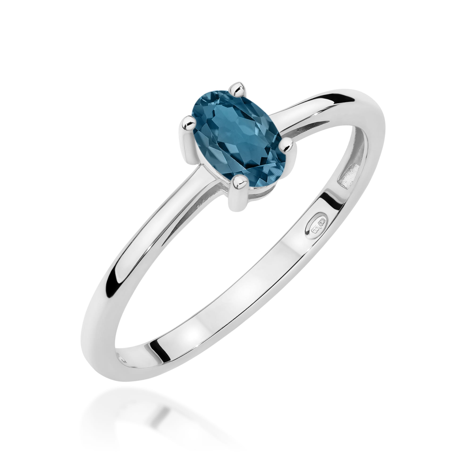 Pierścionek zaręczynowy z białego złota z topazem London Blue 0.50ct 1