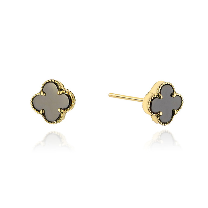 Kolczyki złote czarna koniczyna 6 mm FUG7-4-K00579-2 1