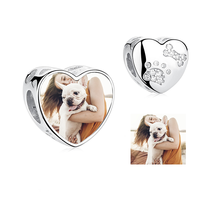 Charms • Zawieszka ze zdjęciem • Serce • Łapka 2